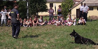 Rendőrkutya bemutató a máriakéméndi gyerektáborban